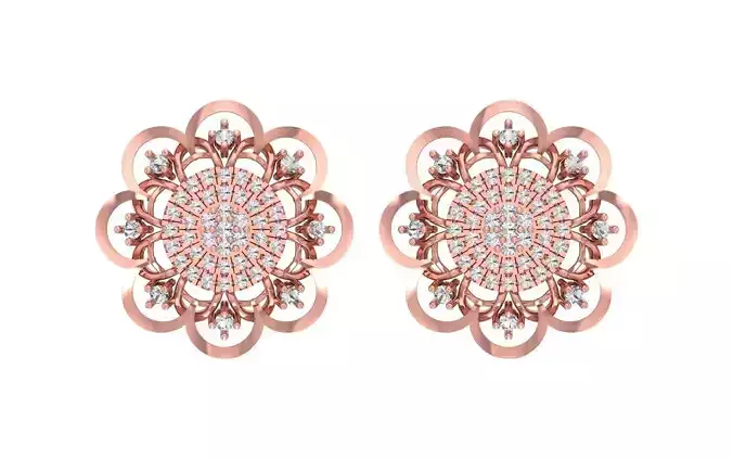 Women Stud Round Earrings 3dm STL OBJ FBX Render Details