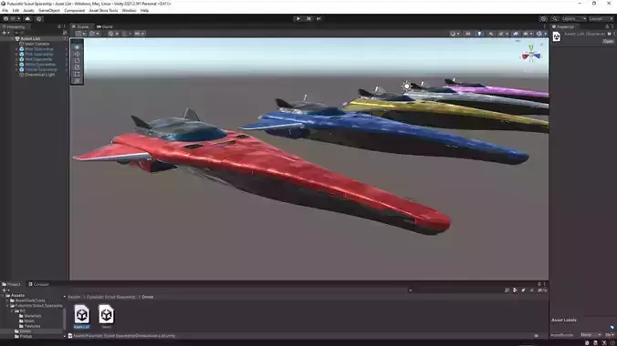 Unity Futuristic Scout Spaceship Low-poly 3D model