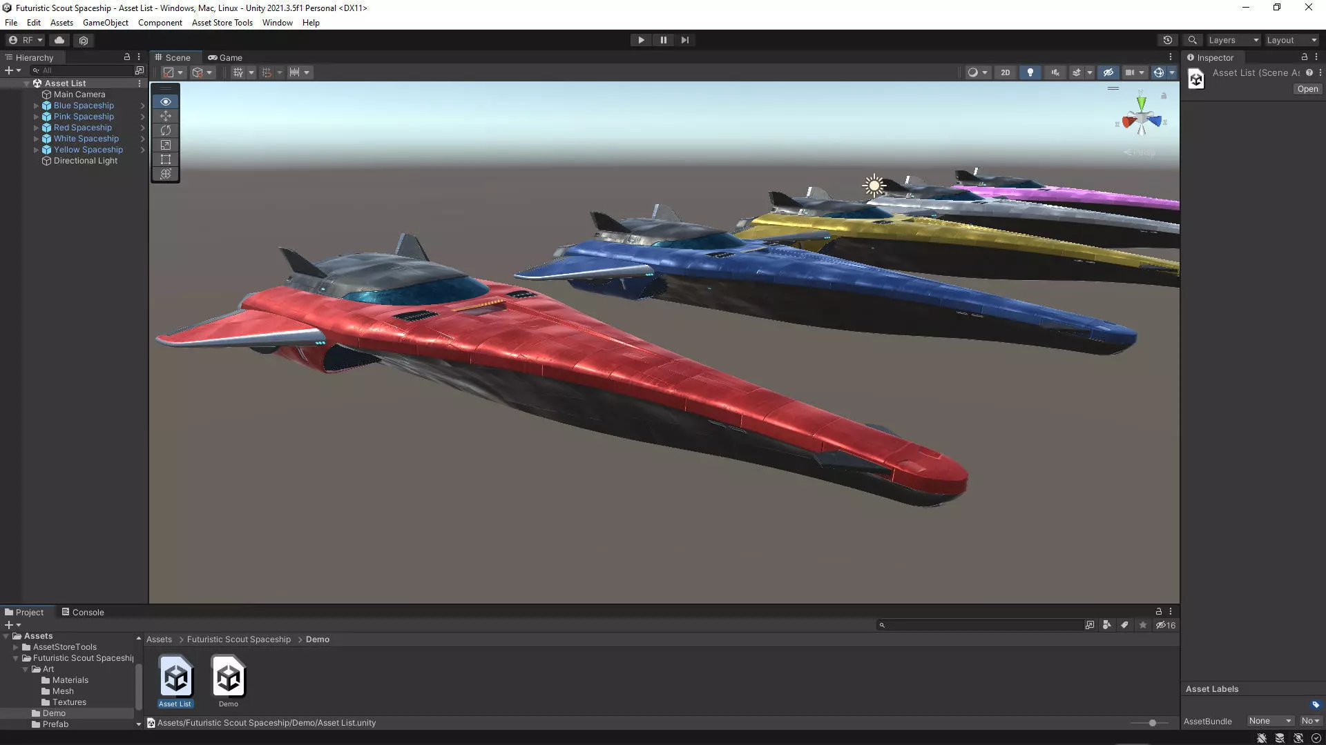 Unity Futuristic Scout Spaceship Low-poly 3D model_0