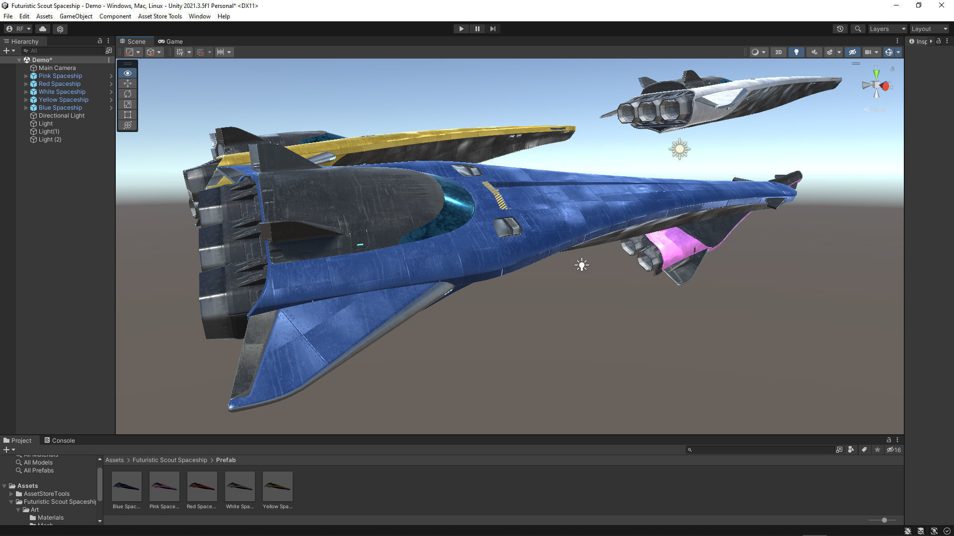 Unity Futuristic Scout Spaceship Low-poly 3D model_2
