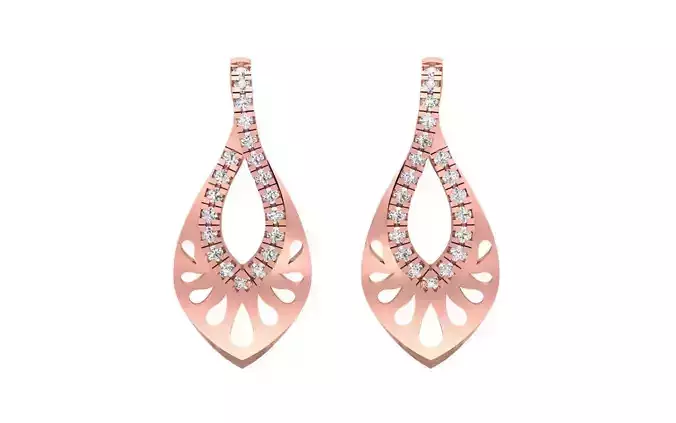 Long Women Drop Earrings 3dm STL OBJ FBX Render Details 3D print model