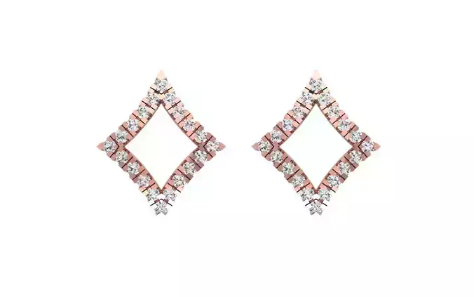 Square Women Earrings 3dm STL OBJ FBX Render Details