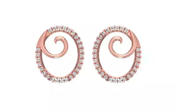 Round Stud Women Earrings 3dm STL OBJ FBX Render Details