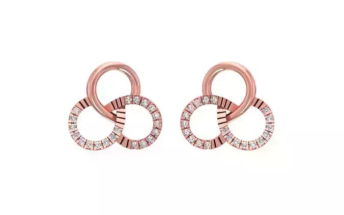 Round diamond stud Earrings 3dm STL OBJ FBX Render Details