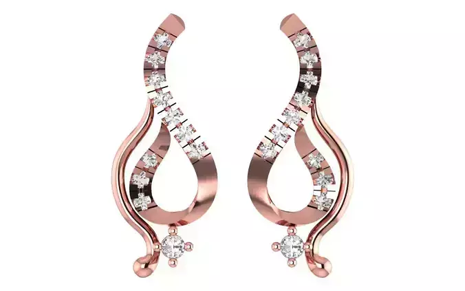 Women Long Drop  Earrings 3dm STL OBJ FBX Render Details