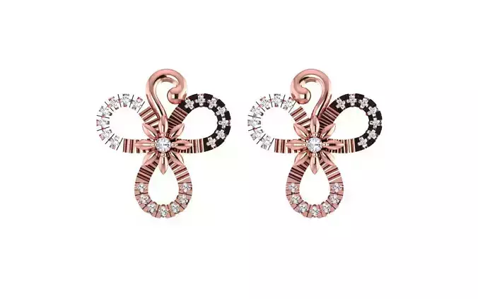 Women Flower Stud Earrings 3dm STL OBJ FBX Render Details