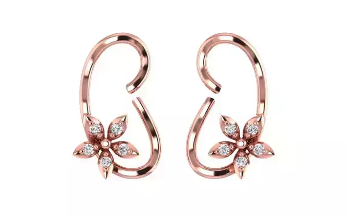 Women Leaf Drop  Earrings 3dm STL OBJ FBX Render Details