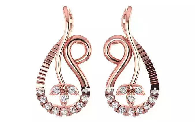 Pear Drop Women Earrings 3dm STL OBJ FBX Render Details 3D print model