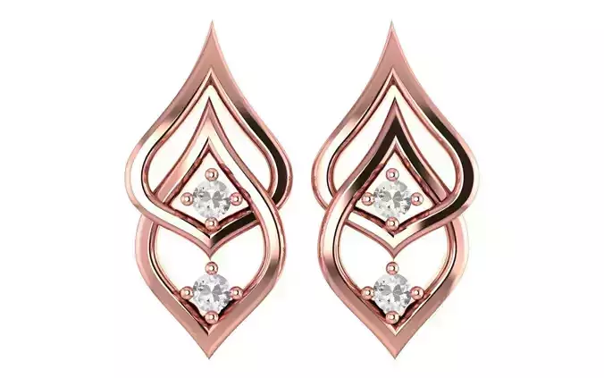 Fancy Women Earrings 3dm STL OBJ FBX Render Details 3D print model