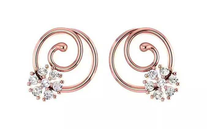 Spiral Round Women Earrings 3dm STL OBJ FBX Render Details