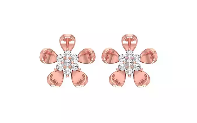 Stud Flower Stud Earrings 3dm STL OBJ FBX Render Details 3D print model