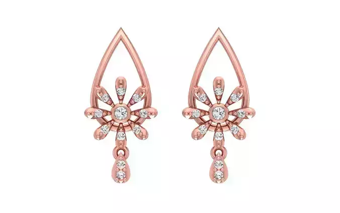 Women Pear shaped Drop  Earrings 3dm STL OBJ FBX Render Details