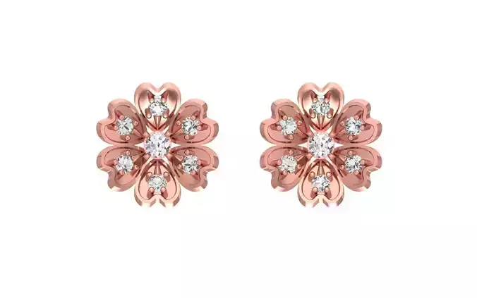 Women Flower Stud Earrings 3dm STL OBJ FBX Render Details 3D print model