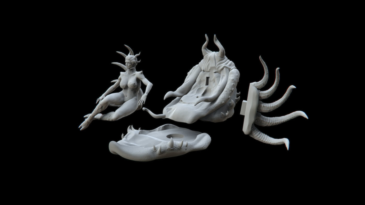Demoness demon statue 3D print model_4