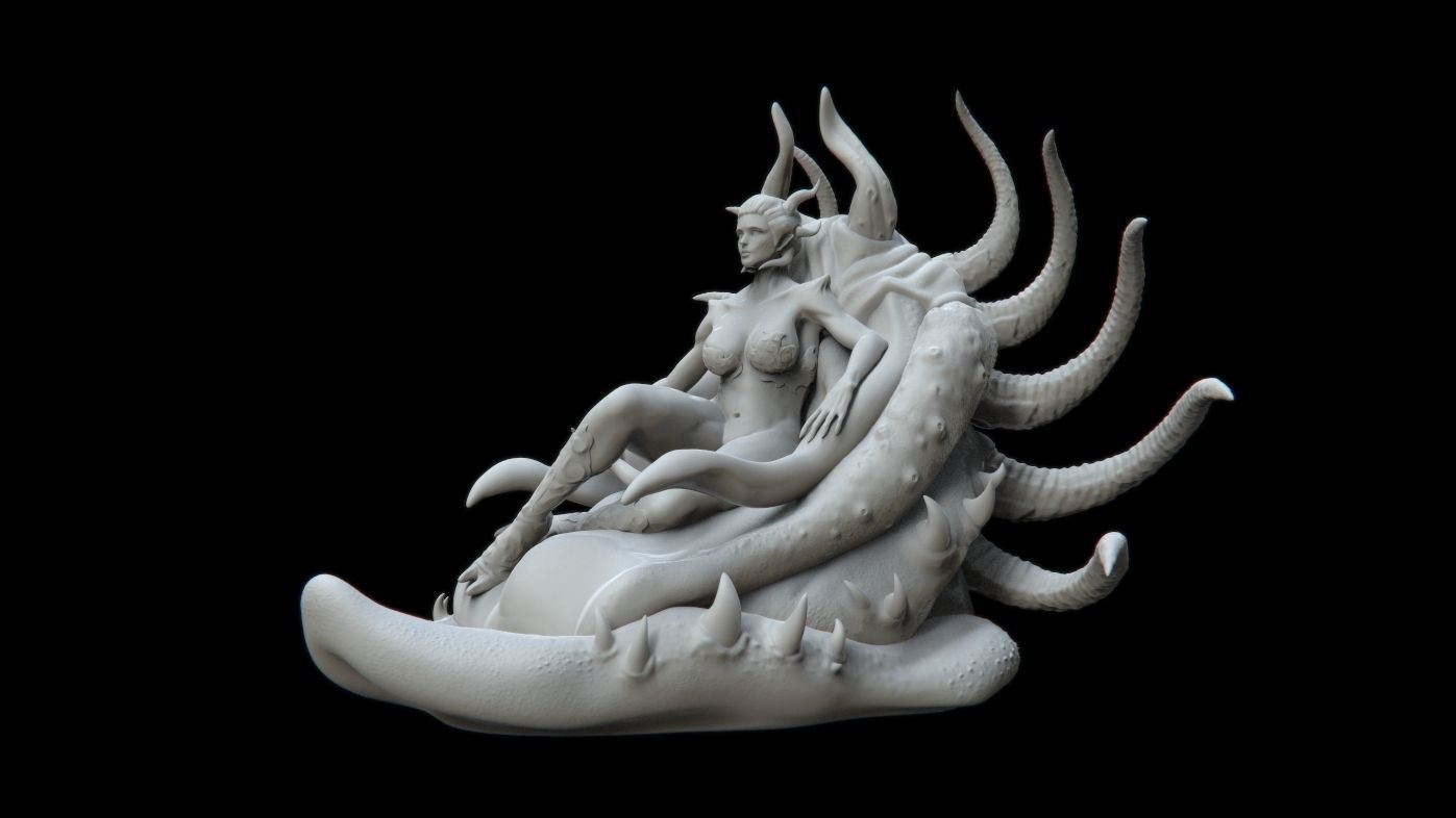 Demoness demon statue 3D print model_1