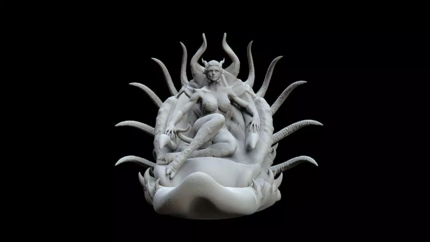 Demoness demon statue 3D print model_0