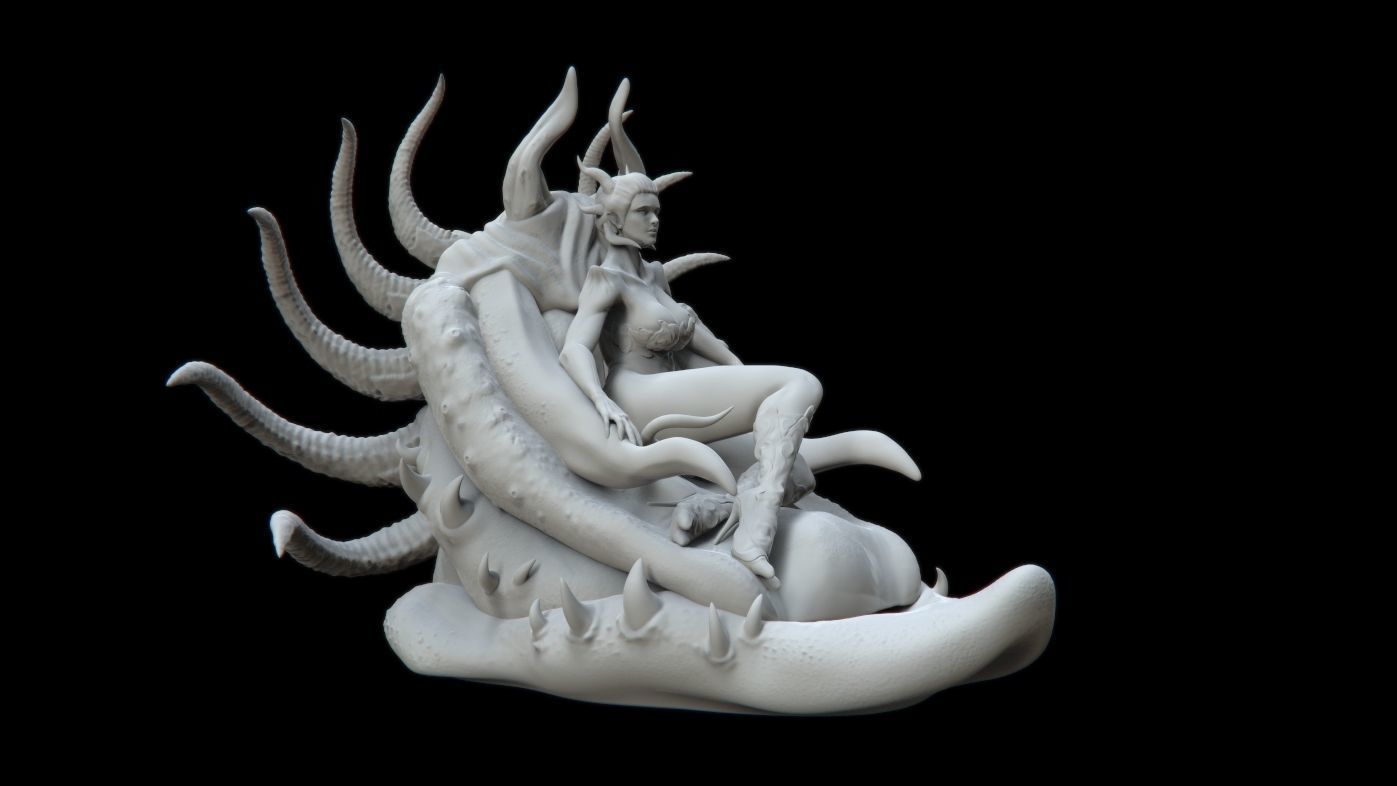 Demoness demon statue 3D print model_2