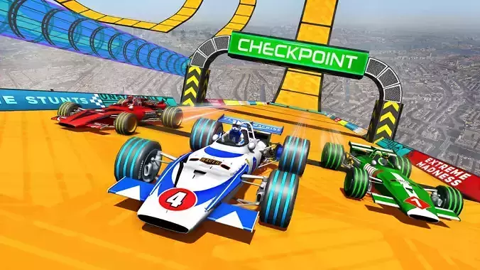 Stunt Racing Tracks and Platforms Low-poly 3D model