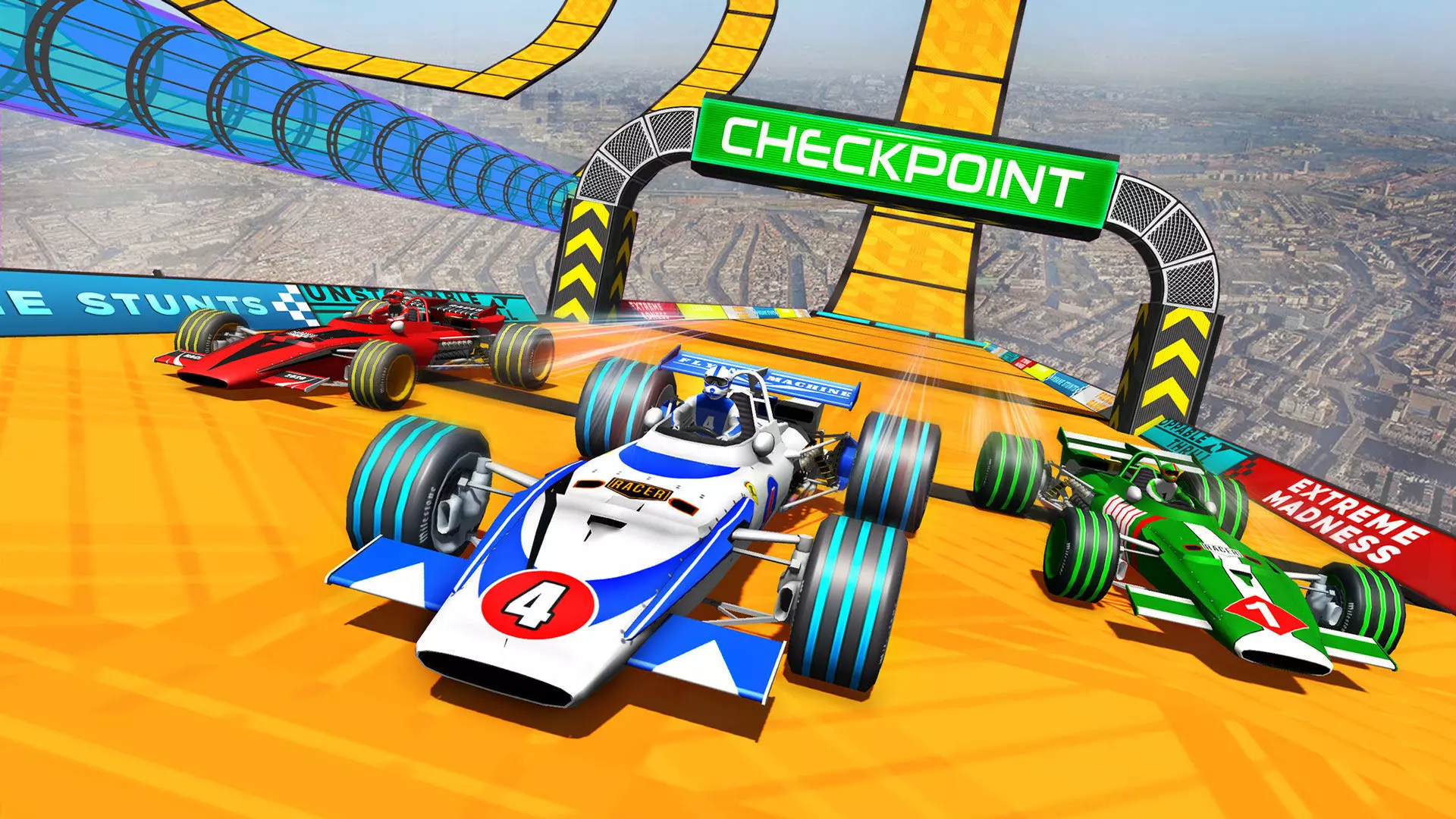 Stunt Racing Tracks and Platforms Low-poly 3D model_0