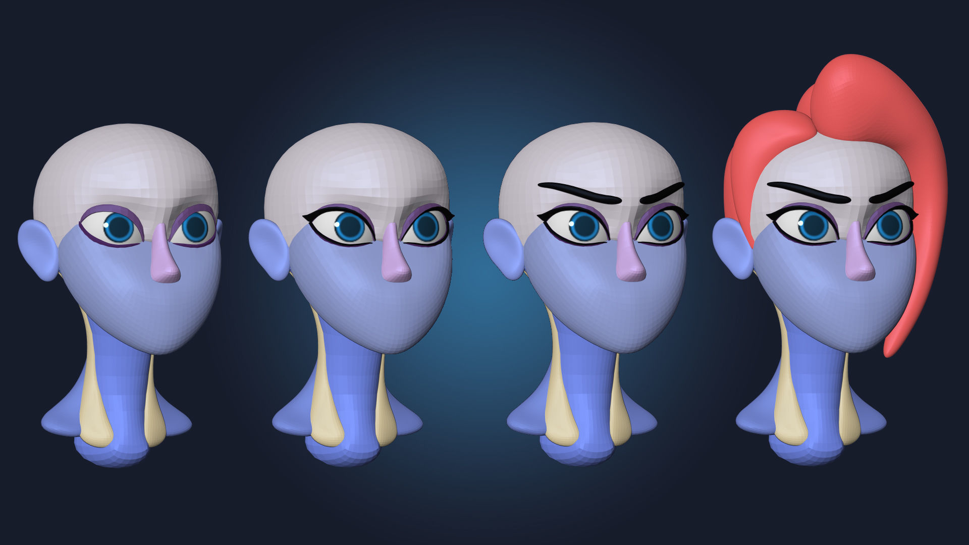 Cartoon Character Female Basemesh Anatomy Blockout Free 3D model_3