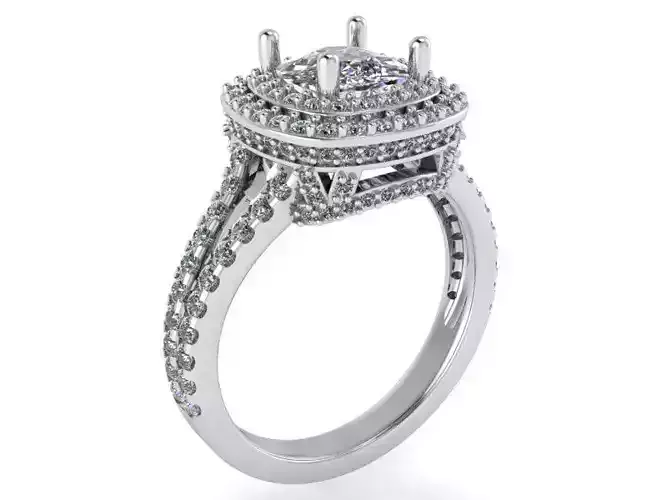 Double Halo Branch Shank Ring 2199 3D print model