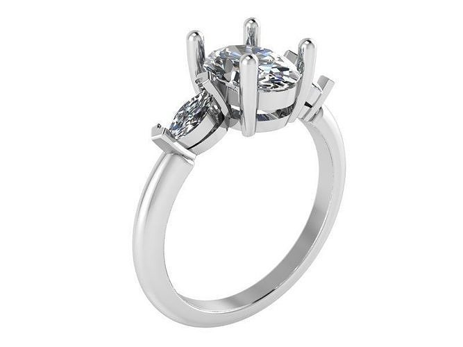 3-Stone Diamond ring 2200 3D print model 3D print model