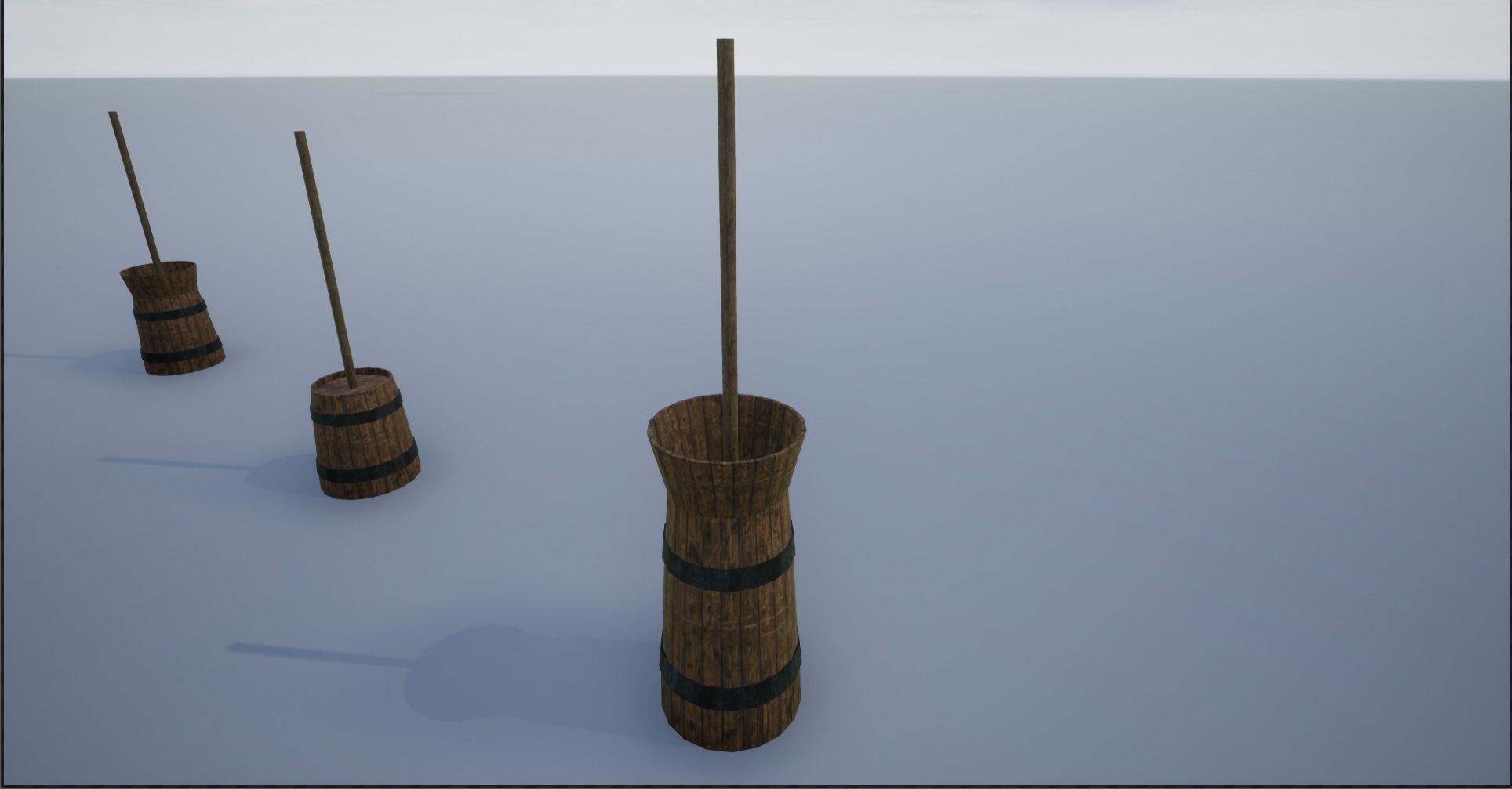 Medieval Wooden Butter Churns Low-poly 3D model_14