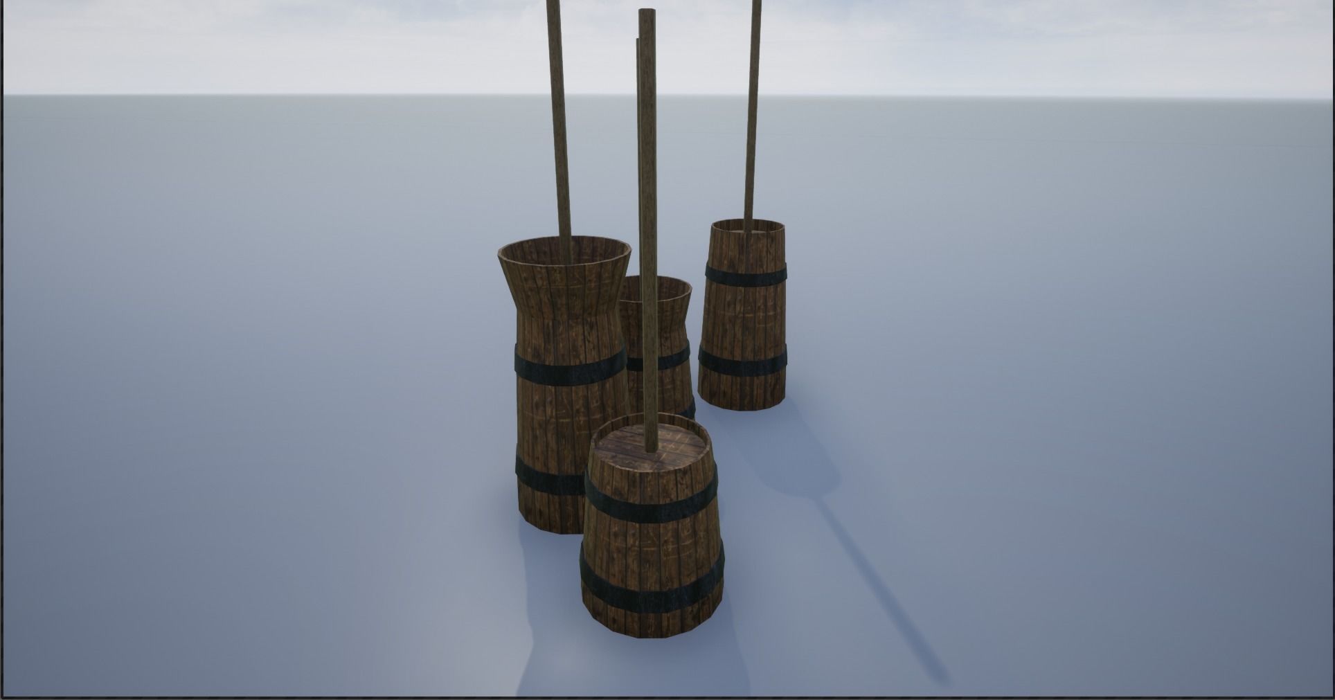 Medieval Wooden Butter Churns Low-poly 3D model_4