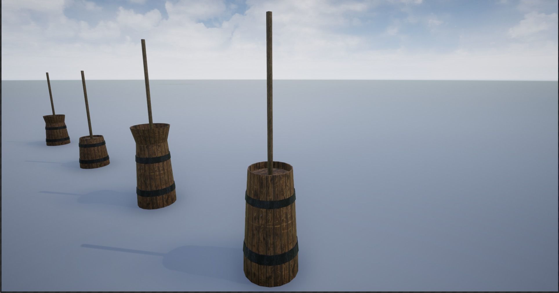 Medieval Wooden Butter Churns Low-poly 3D model_19