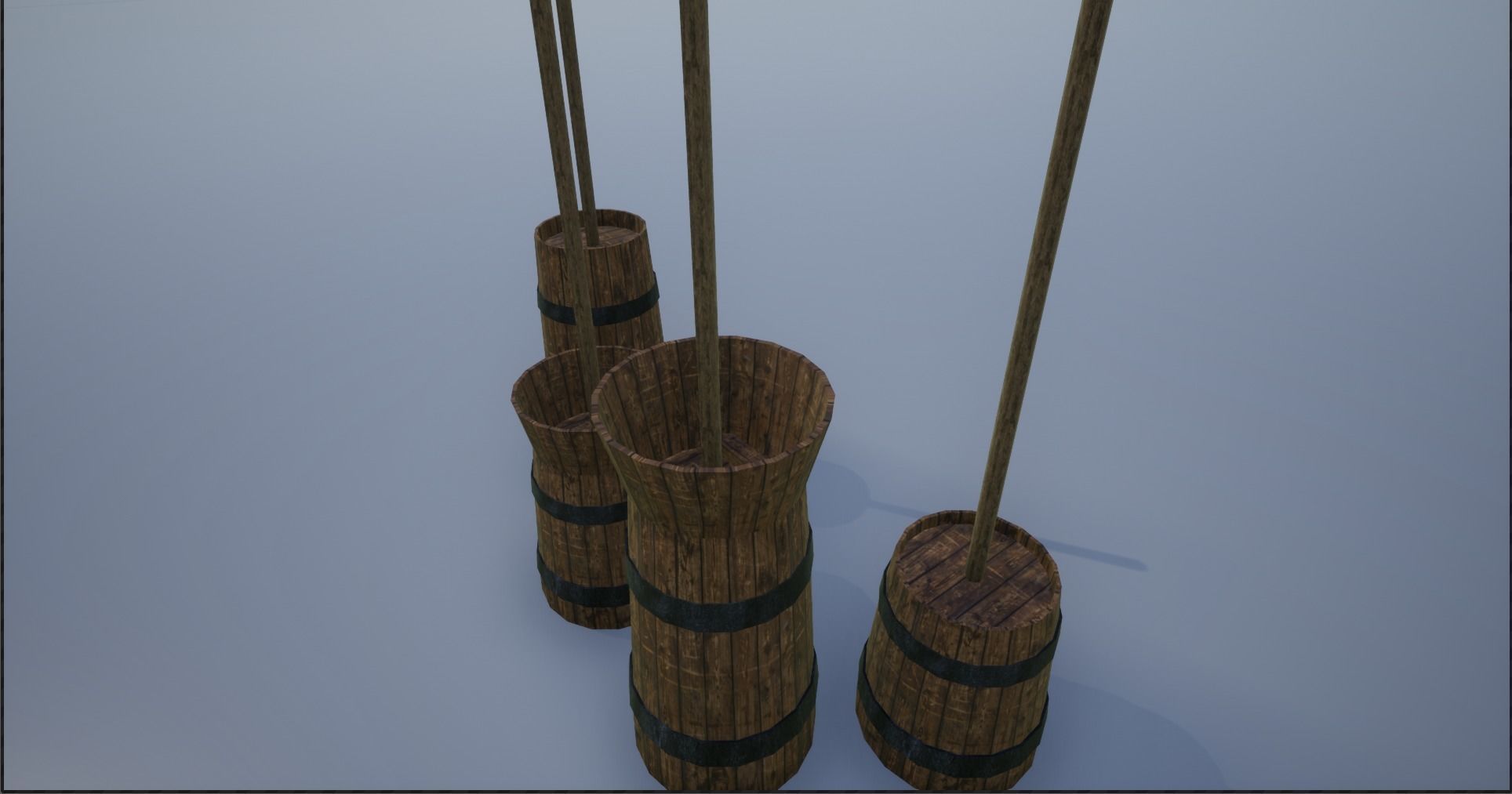 Medieval Wooden Butter Churns Low-poly 3D model_2