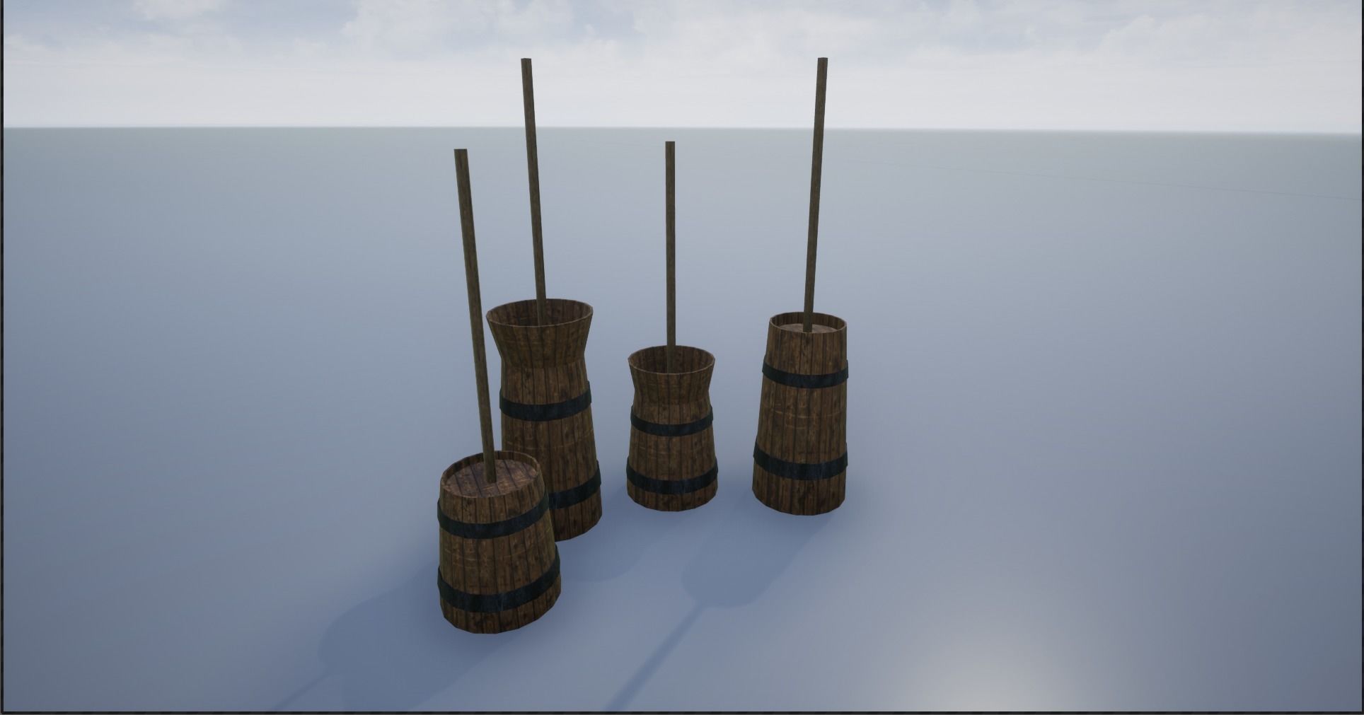 Medieval Wooden Butter Churns Low-poly 3D model_6