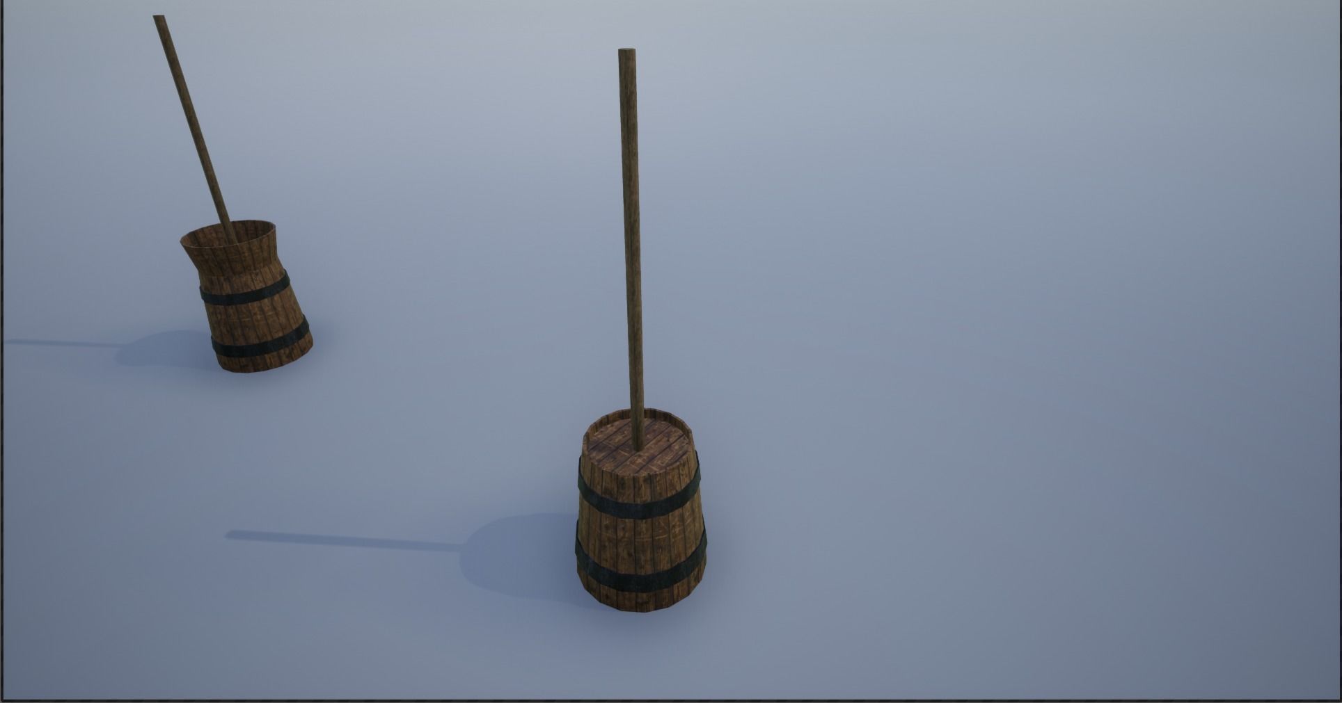 Medieval Wooden Butter Churns Low-poly 3D model_12