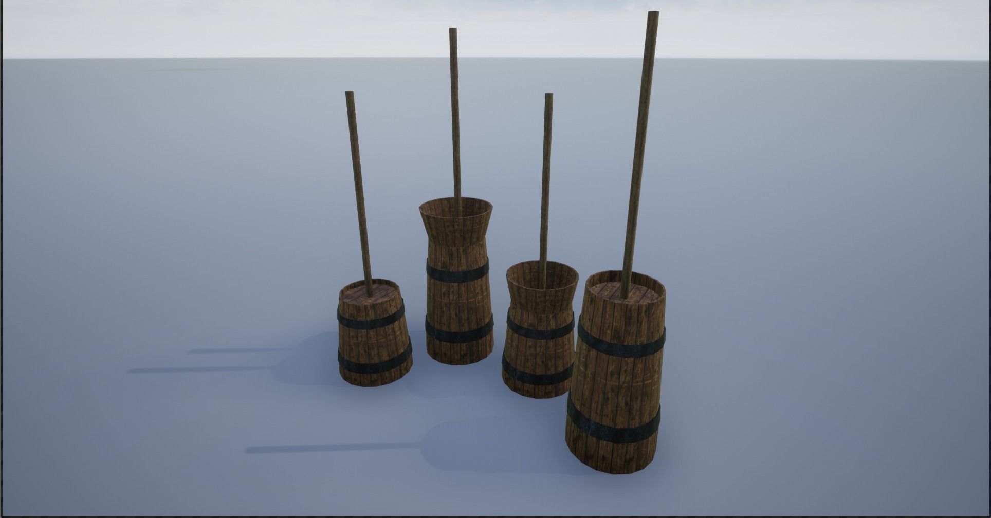 Medieval Wooden Butter Churns Low-poly 3D model_3