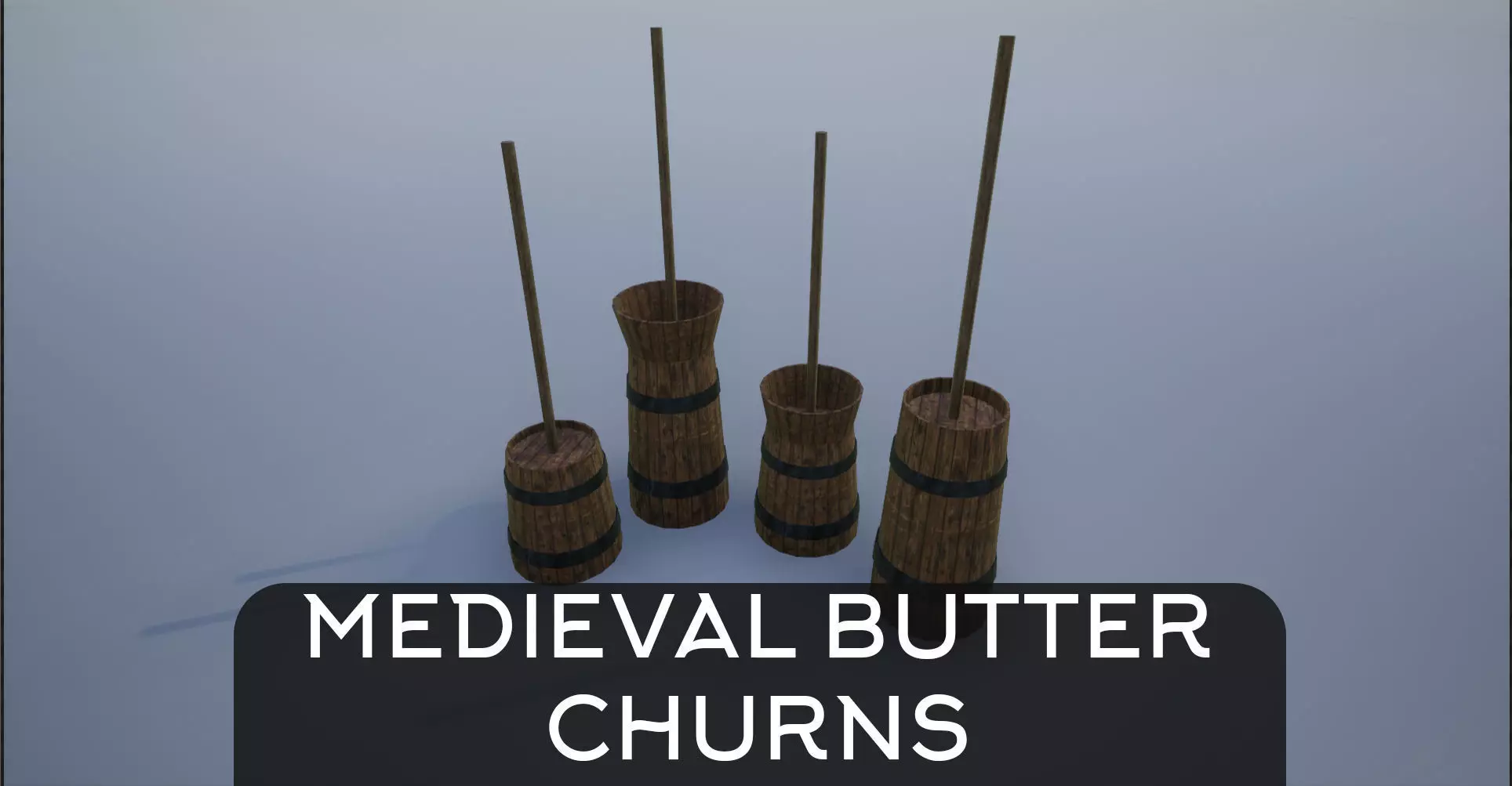 Medieval Wooden Butter Churns Low-poly 3D model_0