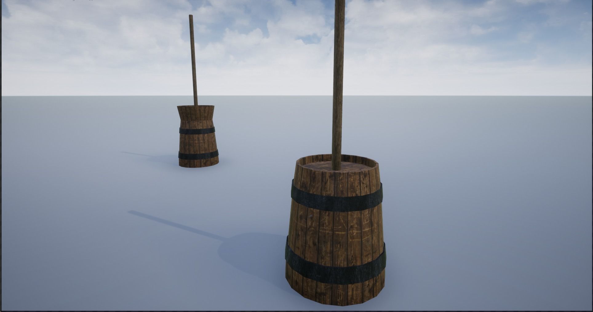 Medieval Wooden Butter Churns Low-poly 3D model_13