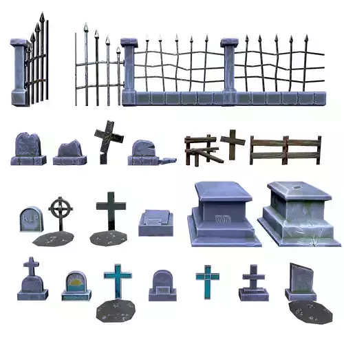 Modular low poly cemetery
