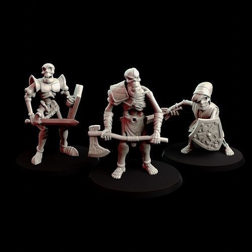 SkeleToon three skeleton figurines 3D print model