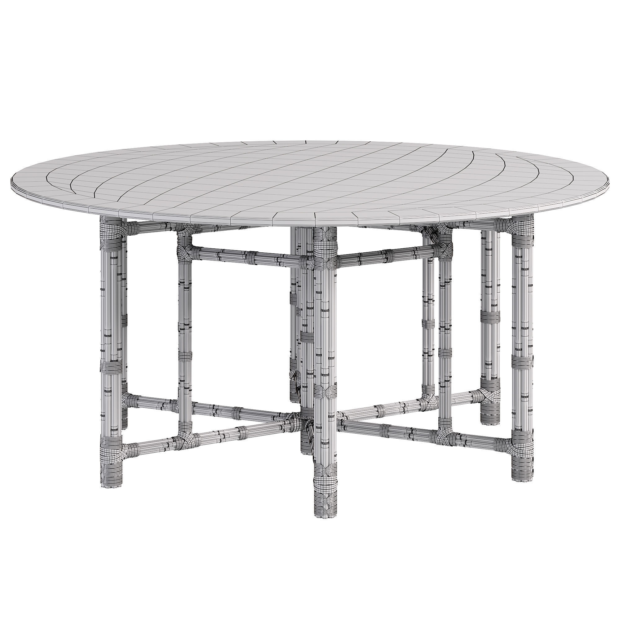 HEXAGONAL DINING TABLE IN BLACK BAMBOO by Bakerfurniture 3D model_3