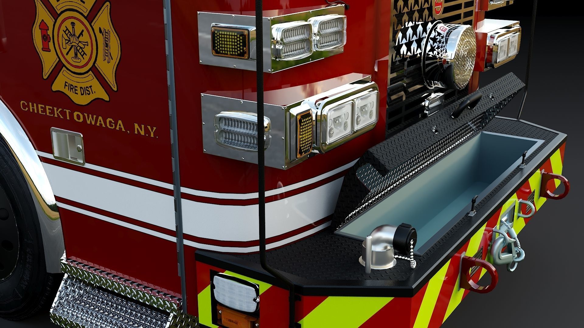 Fire Truck Custom Pumper Doyle Hose Low-poly 3D model_29