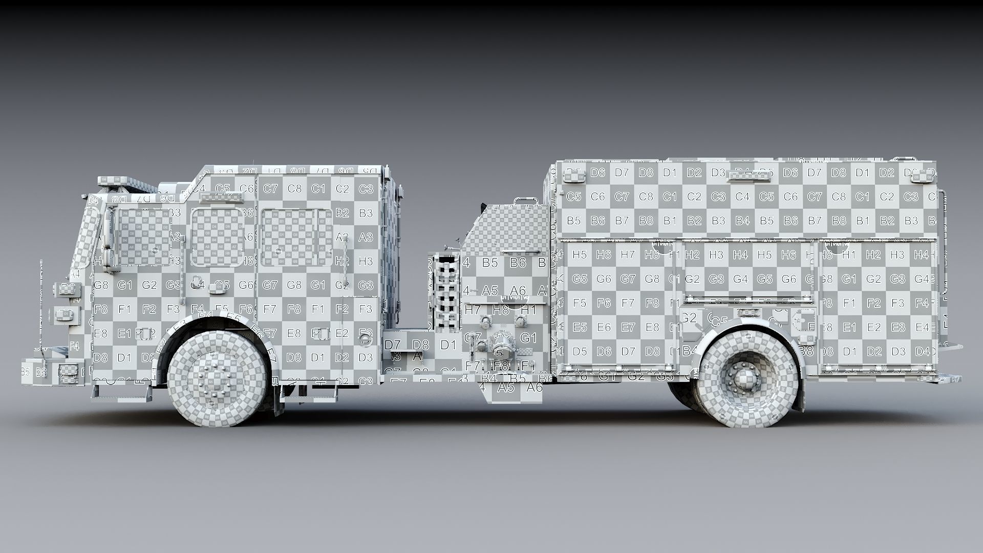 Fire Truck Custom Pumper Doyle Hose Low-poly 3D model_35