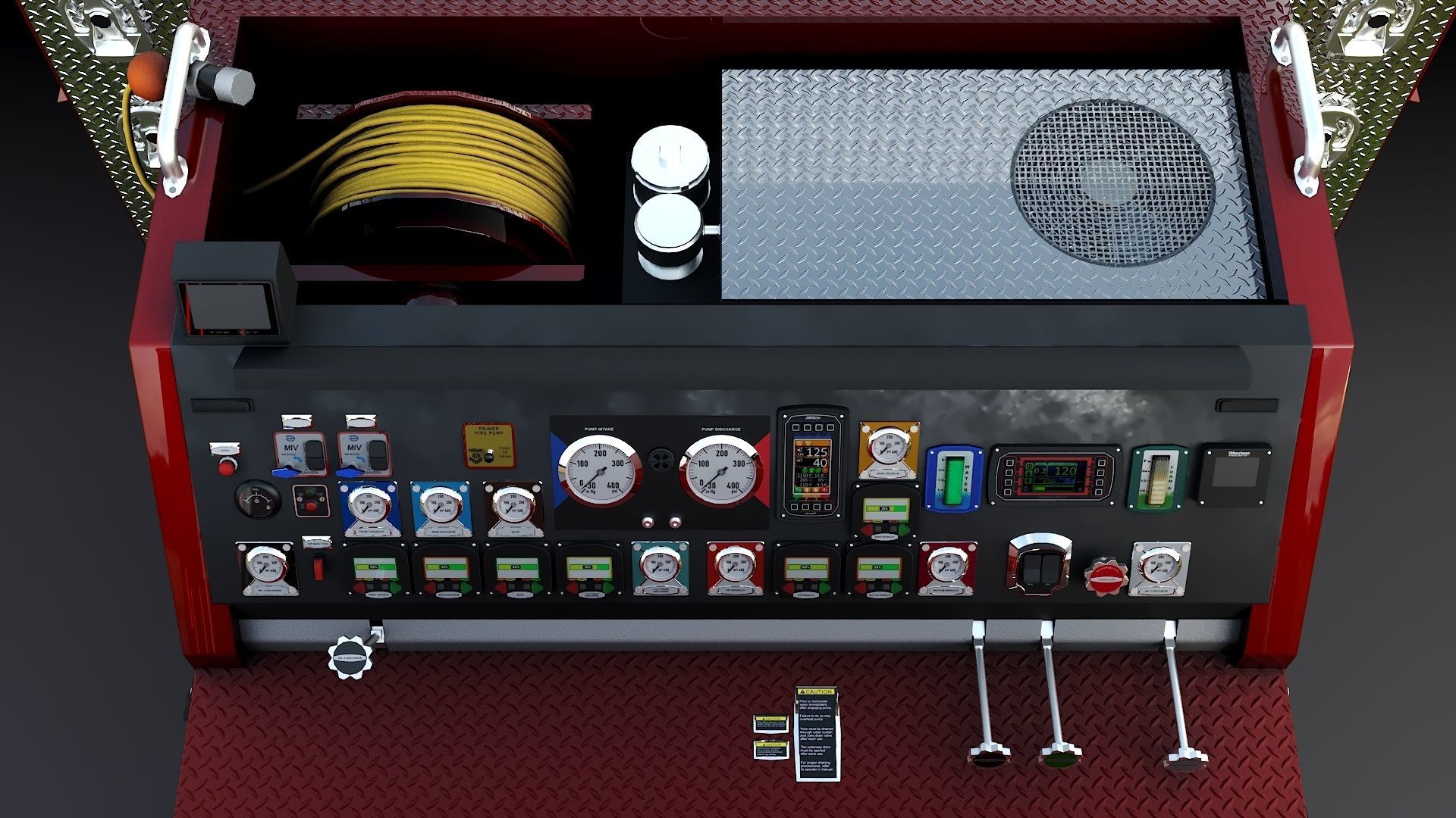 Fire Truck Custom Pumper Doyle Hose Low-poly 3D model_16