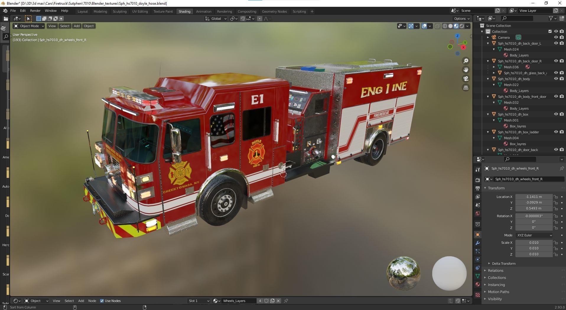 Fire Truck Custom Pumper Doyle Hose Low-poly 3D model_48