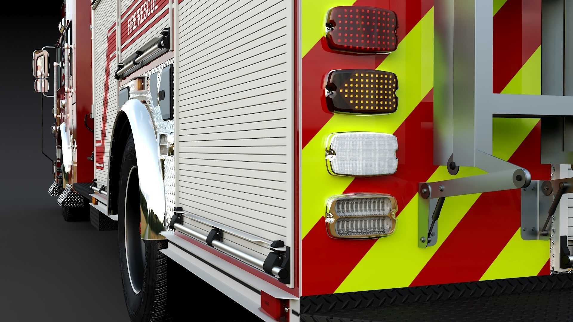 Fire Truck Custom Pumper Doyle Hose Low-poly 3D model_30