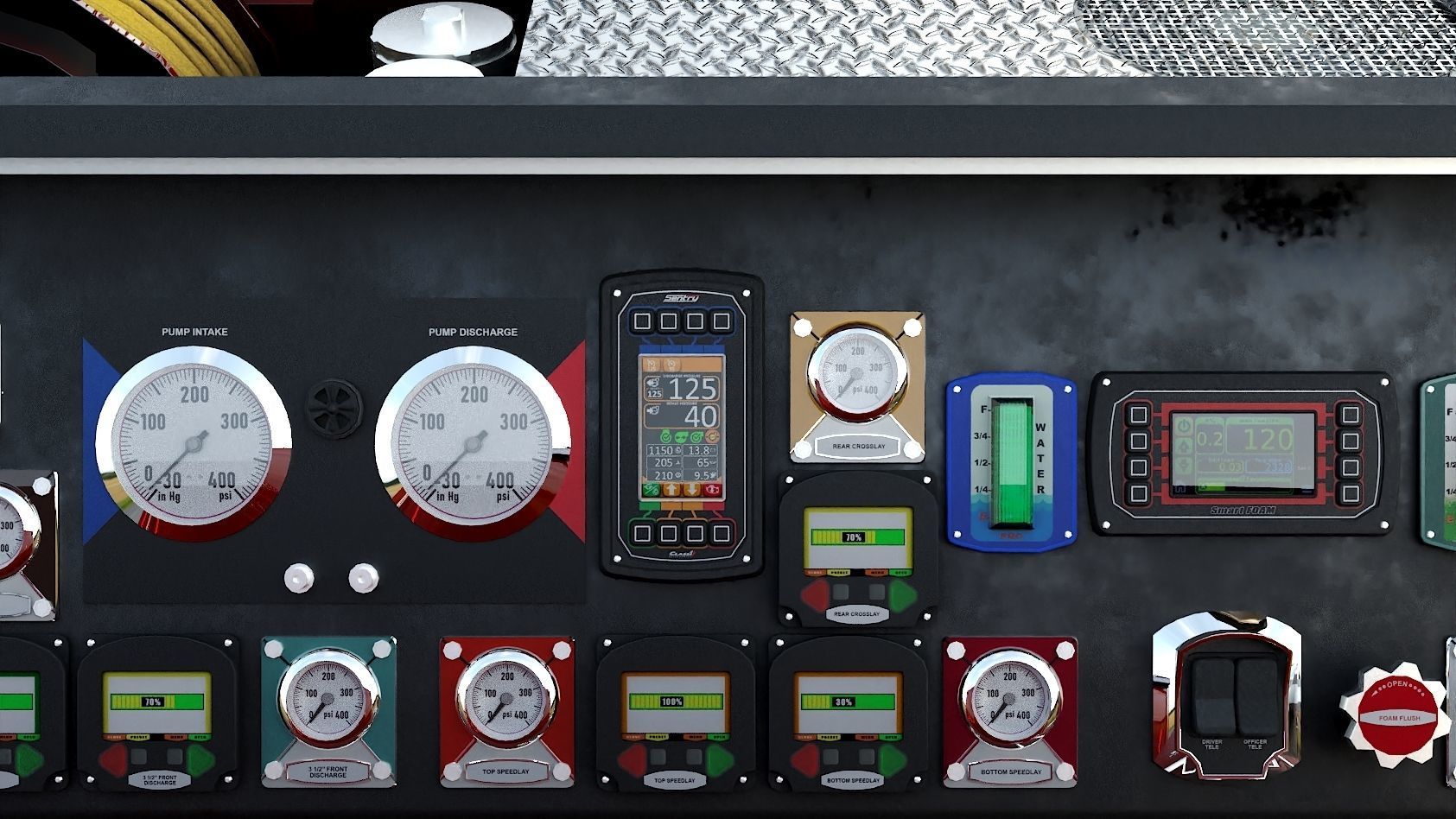 Fire Truck Custom Pumper Doyle Hose Low-poly 3D model_13