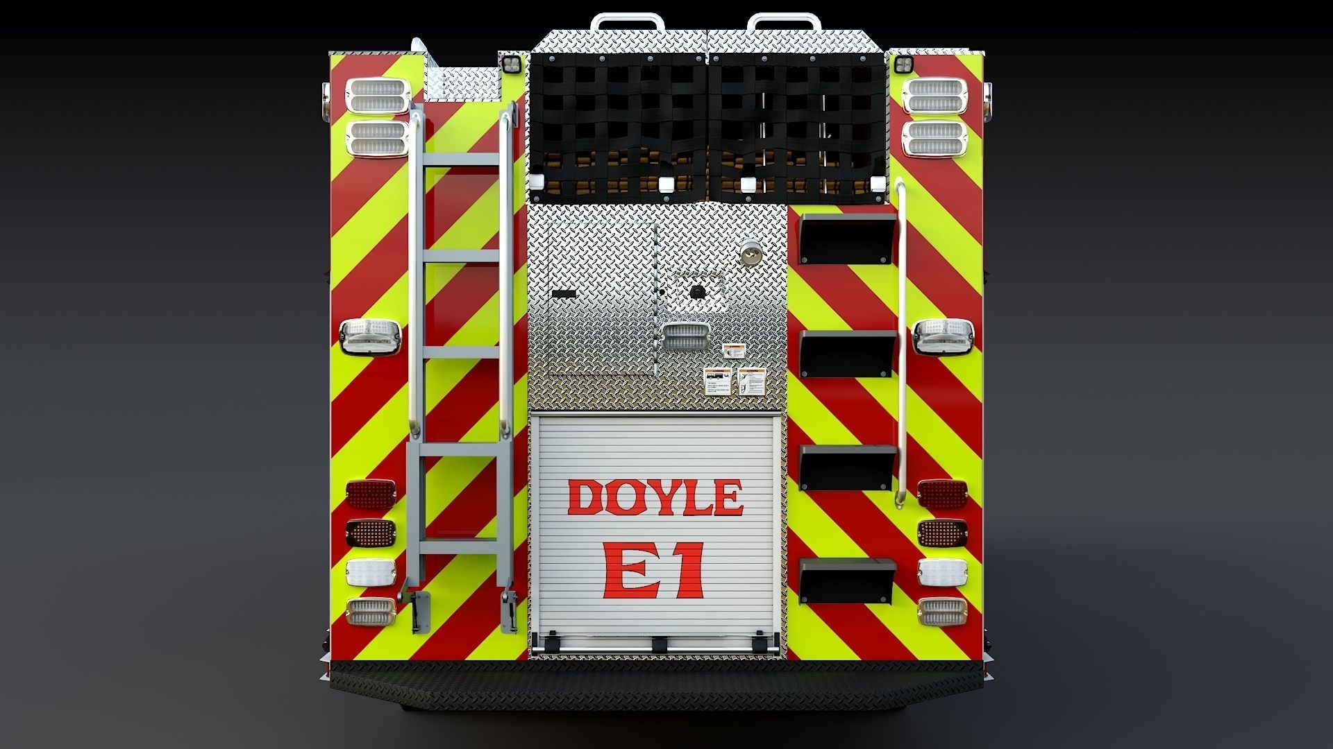 Fire Truck Custom Pumper Doyle Hose Low-poly 3D model_5