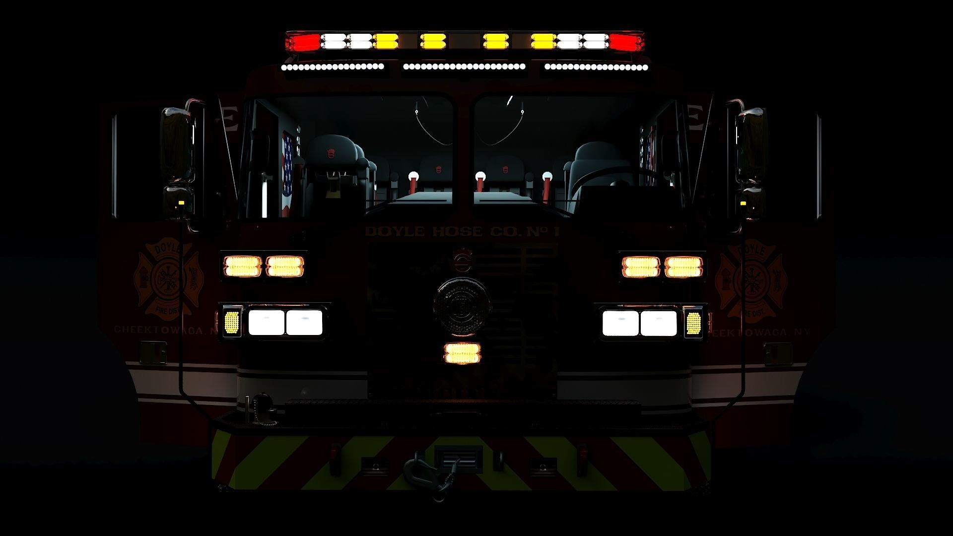Fire Truck Custom Pumper Doyle Hose Low-poly 3D model_24