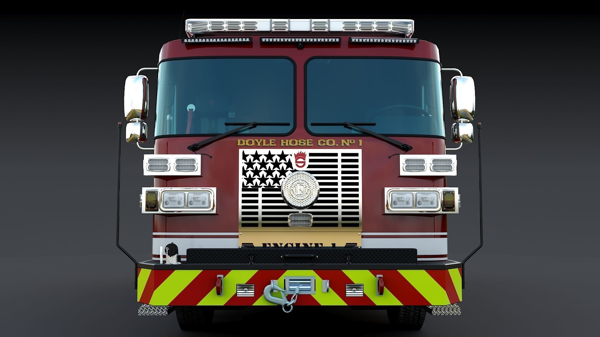 Fire Truck Custom Pumper Doyle Hose Low-poly 3D model_4