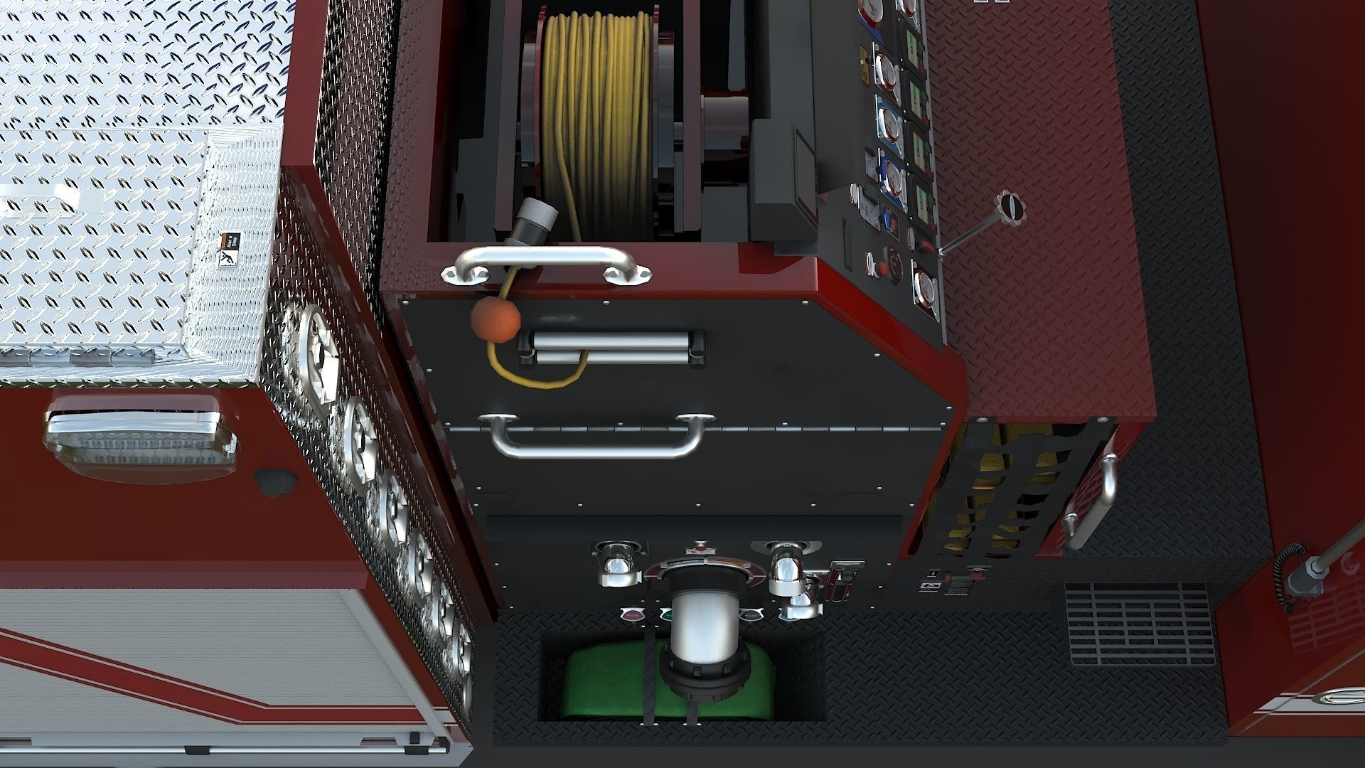 Fire Truck Custom Pumper Doyle Hose Low-poly 3D model_14