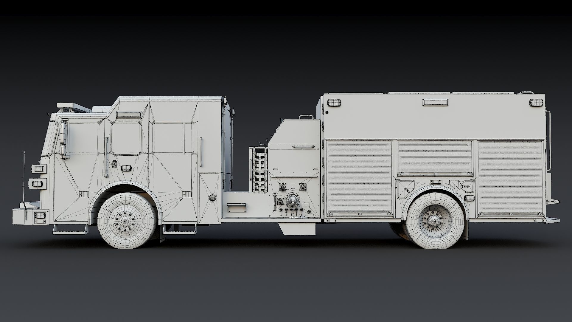 Fire Truck Custom Pumper Doyle Hose Low-poly 3D model_40