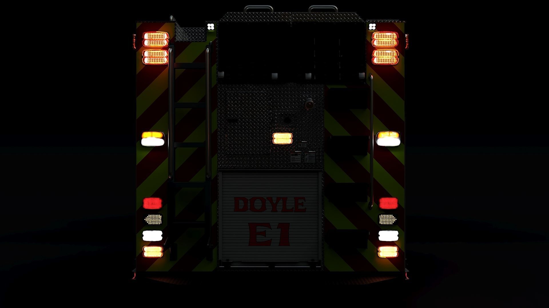 Fire Truck Custom Pumper Doyle Hose Low-poly 3D model_25